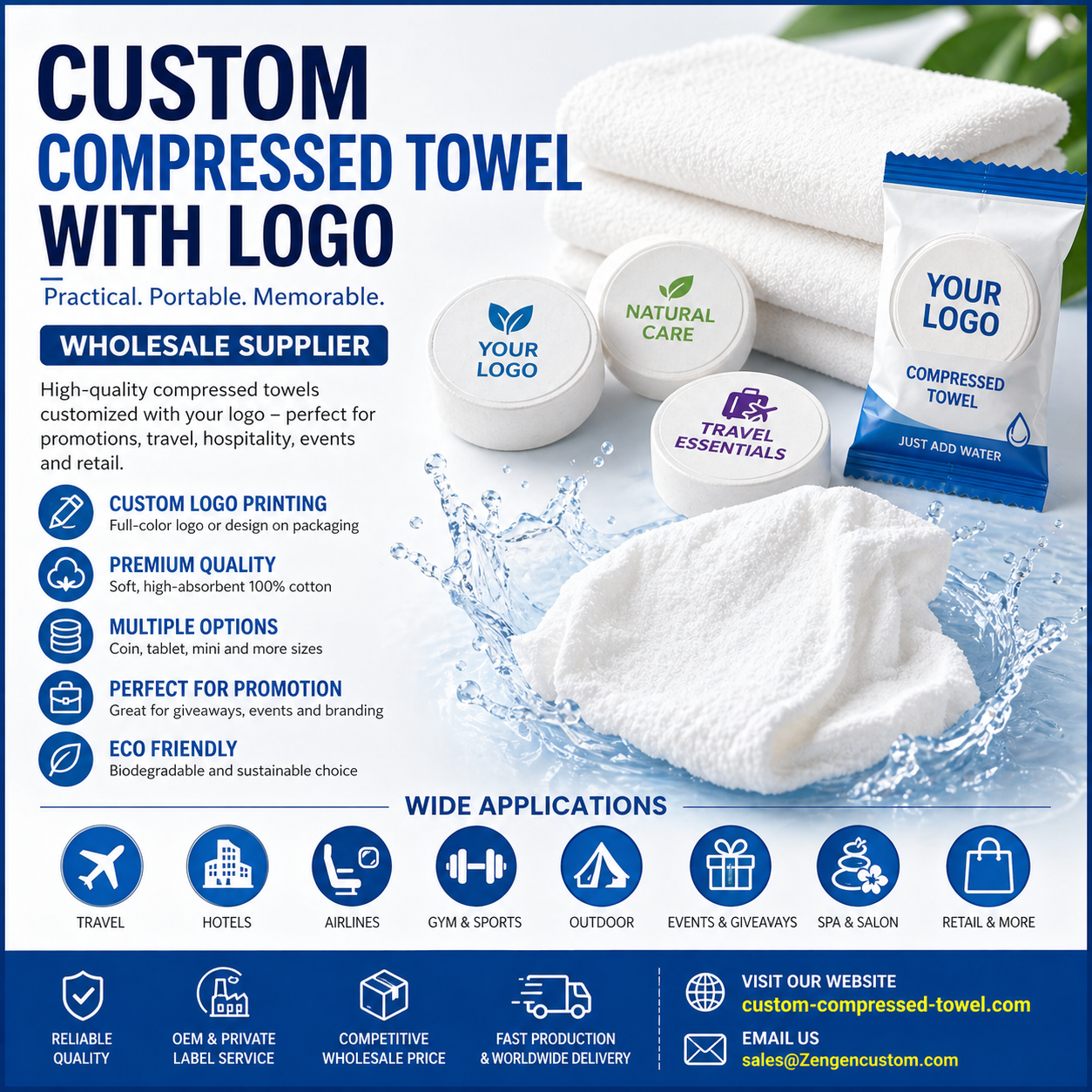 Custom Compressed Towel with Logo | Wholesale Supplier - Custom-compressed-towel.com