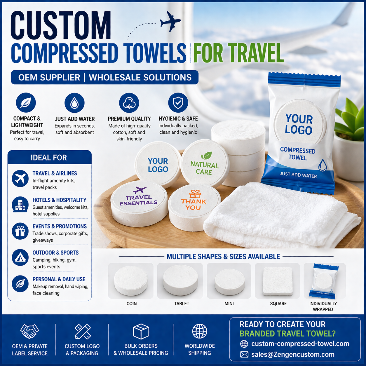Custom Compressed Towels for Travel | OEM Supplier - Custom-compressed-towel.com